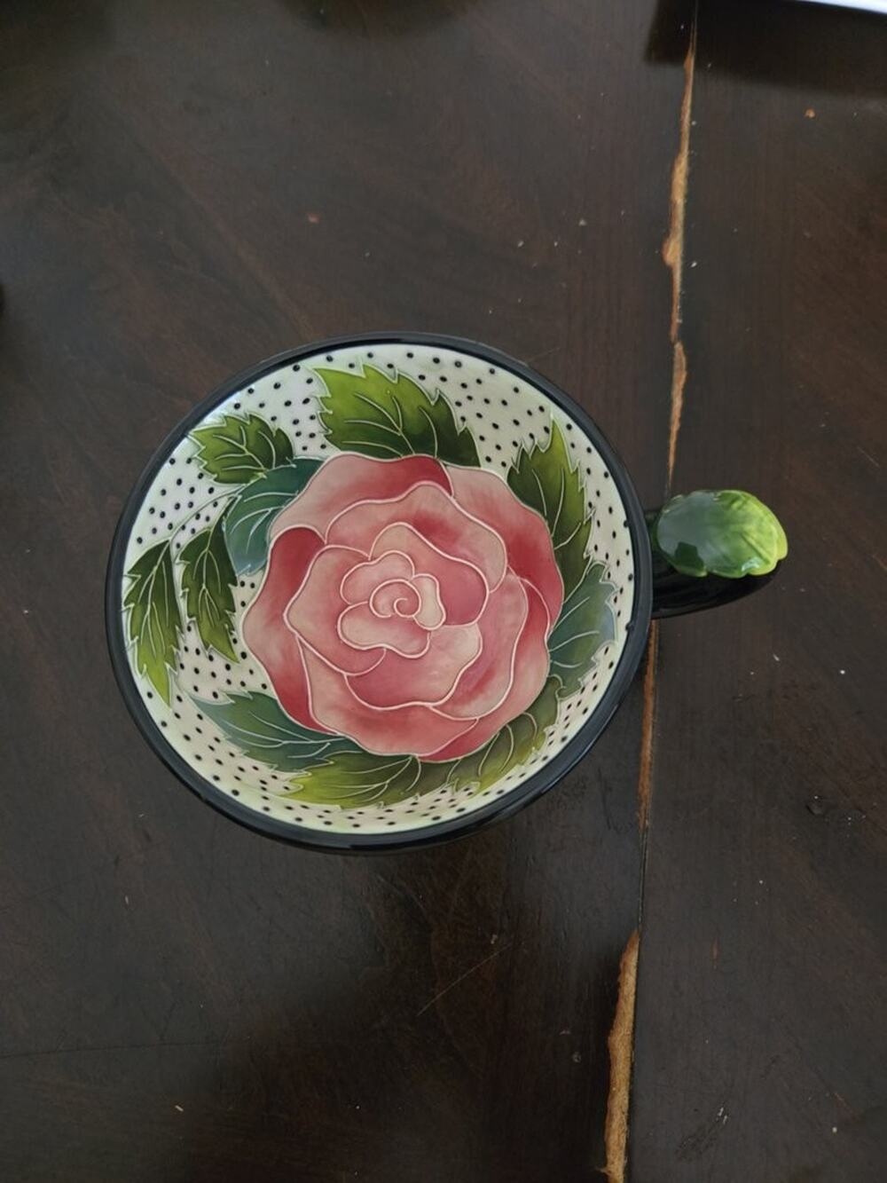 Vintage Ceramic Floral Mug with Rose Design